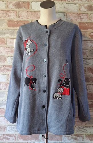 Cárdigan/Suéter/Camisa Temática Blair Cat De Colección Bordado con Botones Bolsillo Talla 2XL - Imagen 2 de 20