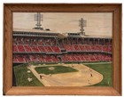 Mid-Century VTG Signed Original Wrigley Field? Baseball Stadium Painting Framed — photo 2