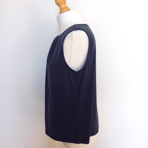 Camiseta Jones New York L UK 16 Azul Marino Sin Mangas con Detalle de Cuello Plisado Nuevo con Etiquetas - Imagen 3 de 8