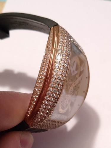 Men's Rose Gold Stainless Steel Fully Iced 5A CZ Automatic Movement Watch - Picture 20 of 24