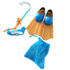Snorkel Set: Fins Flippers, Mask, Snorkel Set for Swimming and Net for sea shell