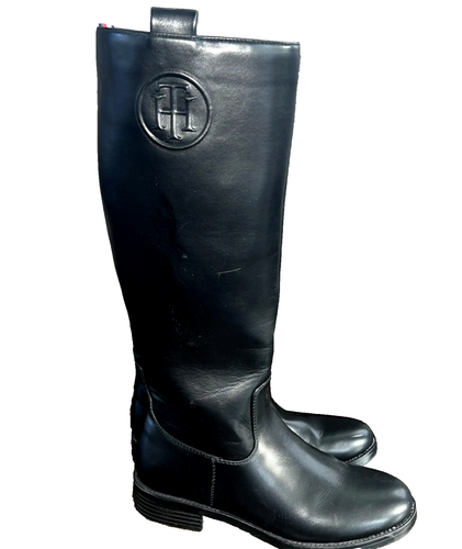 Stivali da equitazione Tommy Hilfiger ballerine al ginocchio punta tonda logo casual neri 6,5 - Foto 5 di 12