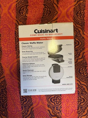 Cuisinart Classic Round Waffle Maker Stainless Steel/Non-Stick Plates Brand New - Picture 4 of 5