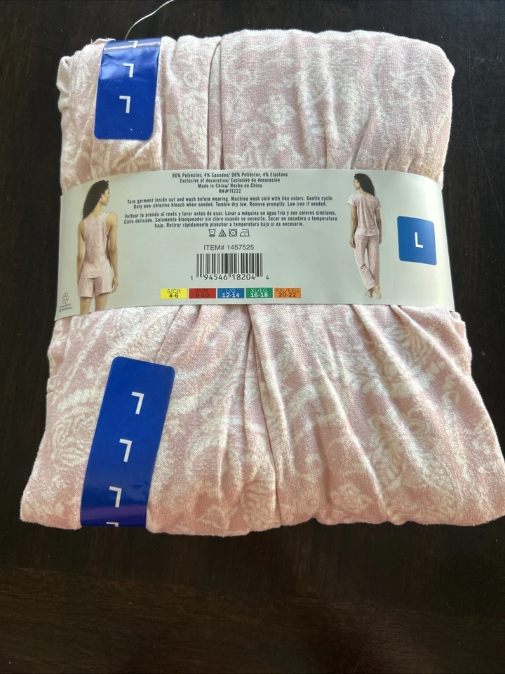 NEW Lucky Brand Women’s 4-Piece Pajama Set (Pink Floral Paisley, Size L) - Image 2 of 4