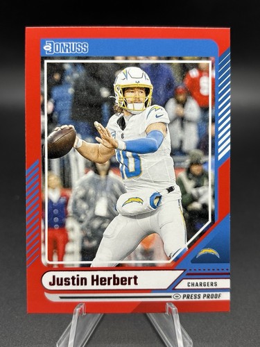 2024 Panini Donruss PRESS PROOF RED #250 Justin Herbert Los Angeles Chargers