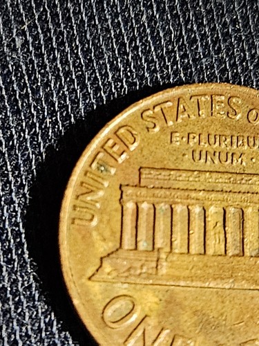 1971 Penny Errors, No Mint Mark, Struck Off Center, Letters On Rim, (VF) - Picture 11 of 12