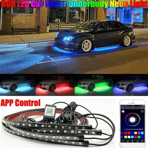 4x RGB LED Under Car Tube Strip Underglow Body Neon Light Kit APP Remote Control - Picture 13 of 20
