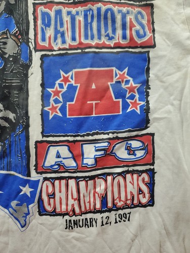 T-shirt vintage Starter New England Patriots 1997 AFC Champs bianca uomo grande - Foto 24 di 24