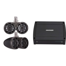 Kicker 45KMTDC65 Dual 6.5" Black Coaxial Tower System  400 Watt Marine Amp w...