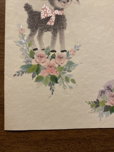 Tarjeta De Colección Años 60 Nuevo Bebé Recién Nacido Wecolme Bebé Hija Cordero Plata Flores P8b - Imagen 4 de 19