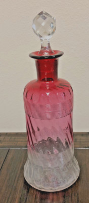 Antique Victorian Stevens & Williams Cranberry to Clear Rubina Glass Decanter