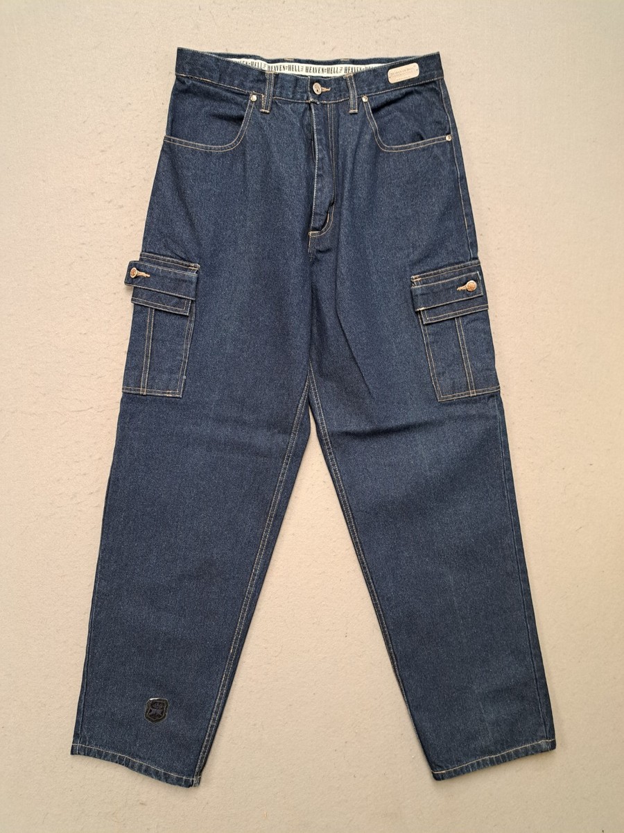 Vintage Mens Heaven or Hell Jeans Cargo Pants Denim Limited