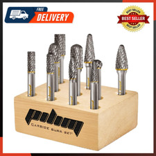 Tungsten Carbide Burr Set 1/4" Shank 10PC Double Cut Rotary Cutting Burrs Die
