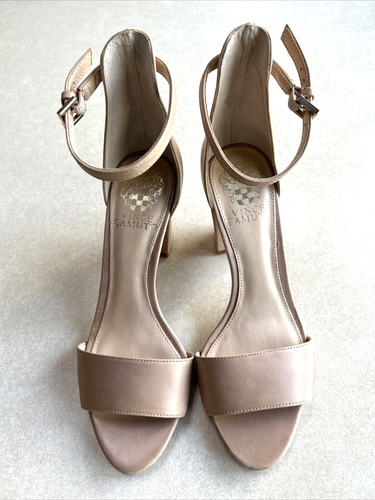 Vince Camuto Corlina high heel sandals, tan, nude, ankle strap, size 6.5 M - Picture 1 of 12