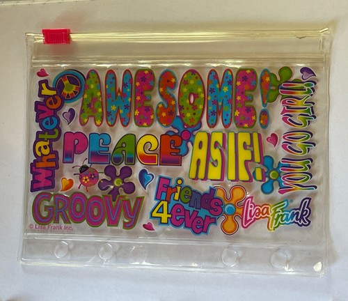 VTG Lisa Frank Zipper Planner Mini Pouch Girl Power 🌈✌️ - Picture 2 of 9