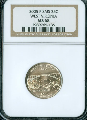 2005 P WEST VIRGINIA QUARTER NGC MS68 SMS   .