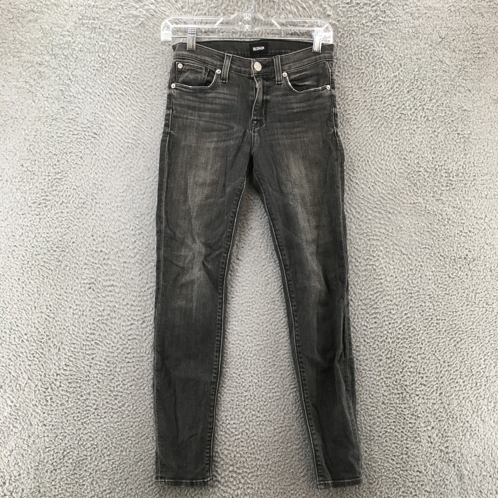 Hudson Skinny Jeans Womens 26 Black Denim Cotton Blend Mid Rise 5 Pocket Button-image