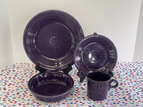 Fiestaware Plum 4 Piece Place Setting Fiesta Retired Purple Dish Set