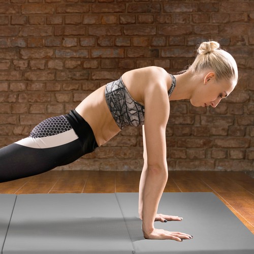 BalanceFrom GoGym 6 'x 2' x 1.5" Folding 3 Panel Exercise Gym Mat,Gray(Open Box) - Picture 4 of 7