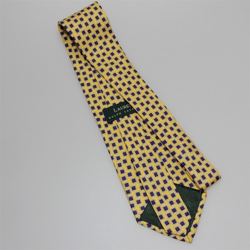 Corbata geométrica para hombre Lauren by Ralph Lauren 100 % seda amarillo azul 4" x 58" - Imagen 2 de 2