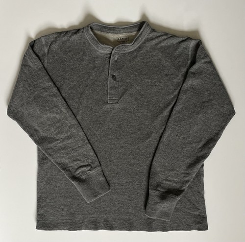 LL Bean River Driver Wool Blend 2 Layer Henley Shirt Mens Large Reg Gray Canada - 第 1/8 張圖片