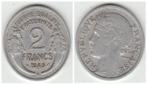 Pièces de monnaie françaises de 5 francs 2 francs en aluminium