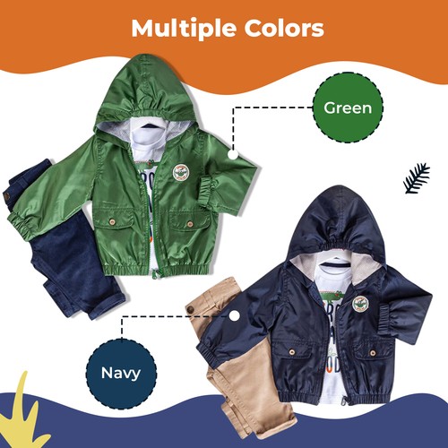 Infant and Toddler Hoodie Windbreaker 3-Piece Casual Wear - Great for Warm Weath - Picture 6 of 11