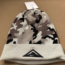 Nike Dri-fit Trail Camo Running Beanie Unisex Moon Fossil/white OSFM DV3344-100