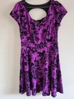 City Chic Womens Purple/Black Velvet Floral Short Sleeve Dress Size XS