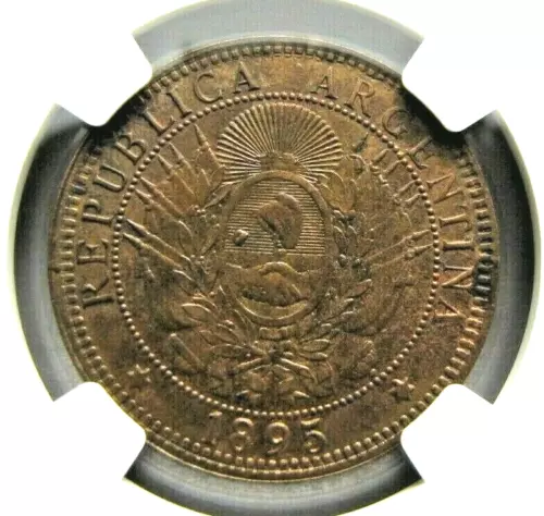 Argentina KM33 2 Centavos 1895 NGC MS 62 BN