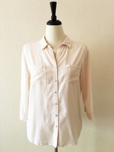 Grand-Greene-Tencel-Shirt-Womens-Sz-L-Button-Down-Light-Peach-or-Pink-Solid