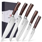 KEEMAKE 5PCS Kitchen Knife Set Stainless Steel Chef's Knives Slicing Tools Cut