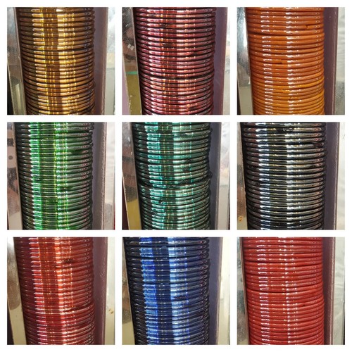 24 pieces Multi Color Wedding Style Plain Glossy Glass Bangles & girls and women - Picture 1 of 10
