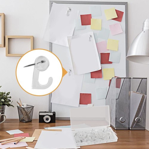 60 Pcs Push Pin Hooks Plastic Thumb Tacks Hooks for Photo Wall Cork Board - Picture 3 of 7