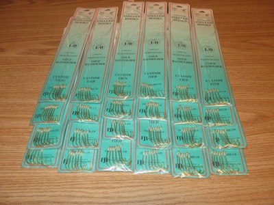 12 PKS SIZE 2 SNELLED GOLD BAITHOLDER HOOKS 72 SALTWATER FISH HOOKS GBH-2