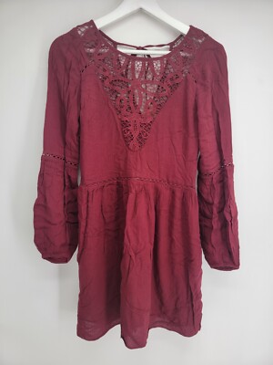 Womens American Eagle Sheer Dress Red Long Sleeve Size XS Boho Style | eBay Womens American Eagle Sheer Dress Red Long Sleeve Size XS Boho Style | eBay