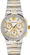 Versace VEZ900321 Greca Logo Chrono silver gold Stainless Steel Men's Watch NEW