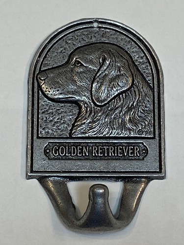Golden Retriever Silver Metal Plaque Dog Leash Collar Holder Sign Aluminim Hook