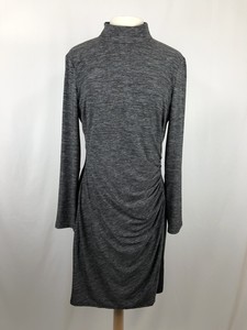 Chaps-Sz-14-Women-039-s-Sheath-Dress-Ruching-Mock-Turtleneck-Long-Sleeve-Marled-Gray