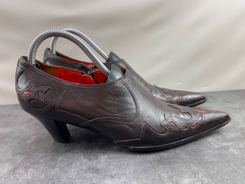 Antonio Melani Boots Women 8.5M Barrister Shoes Brown Leather Pointed Toe Ankle - Picture 3 of 20
