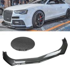 Carbon Fiber Look Front Bumper Lip Spoiler Splitter For Audi A3 A4 A5 A6 S5 S6