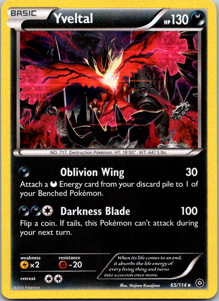Yveltal 65/114 Holo Rare Steam Siege Pokemon 2016 Card Near Mint - NM