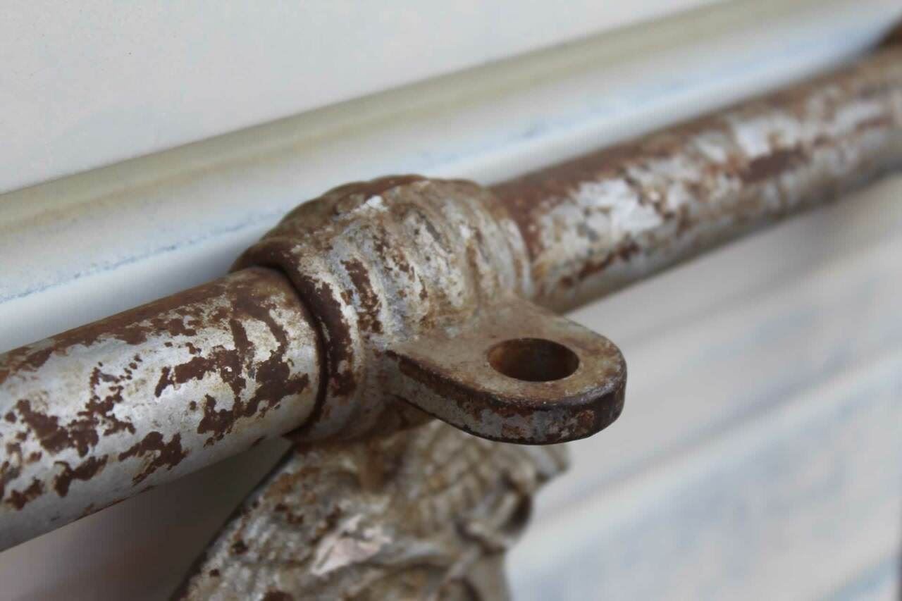 Antique US Army Military Quartermaster Insignia Cast Iron Soldier Bed