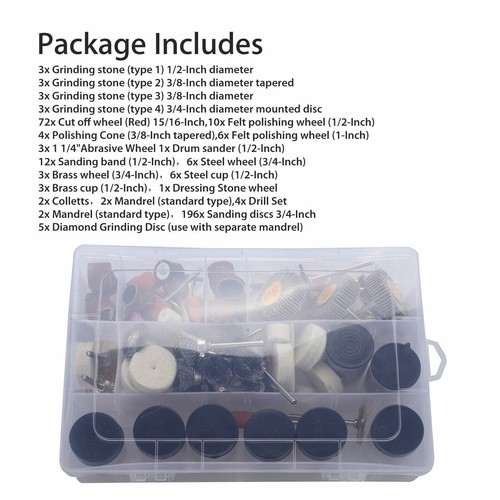 350x Rotationszubehör Kit Schleifen Schleifen Polieren Dorn Werkzeug Set für Dremel - Bild 9 von 9