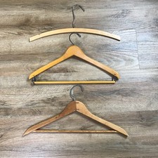 VTG Wood Hangers Lot Of 3 Sturdy Coat Suit Pants Closet Wardrobe Prop Retro Jack