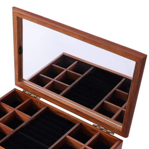 Wooden Jewelry Box Jewelry Storage Ring Earrings Organizer Case with Drawer NEW - Picture 12 of 12