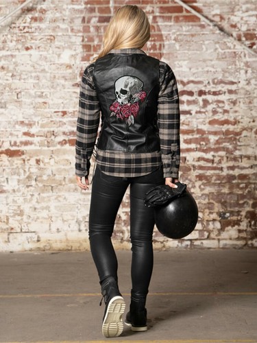 Blutende Rosen Totenkopf Aufnäher 11"| Realistischer Halbschädel Skelett bestickt Bügelbild - Bild 4 von 6