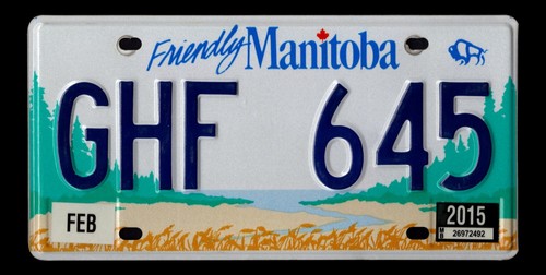 Natural February 2015 Friendly Manitoba MB License Plate, GHF 645 - US Seller