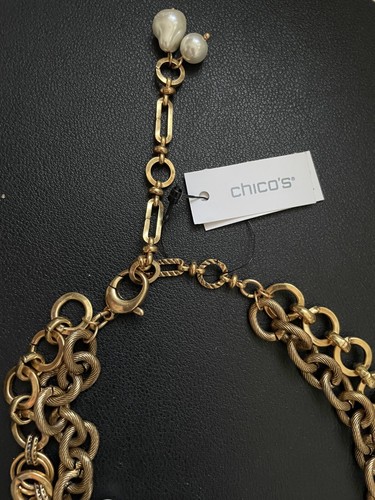 Chico's Modern Pearl Clusters Choker Necklace Double Strand 18 1/2 + 4 1/4" - Picture 6 of 6