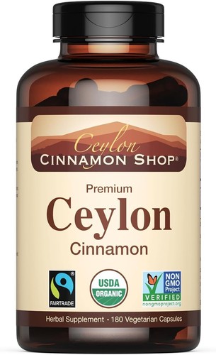 100% Certified Organic Ceylon Cinnamon, 180 Capsules - 3 Supply - Picture 3 of 8